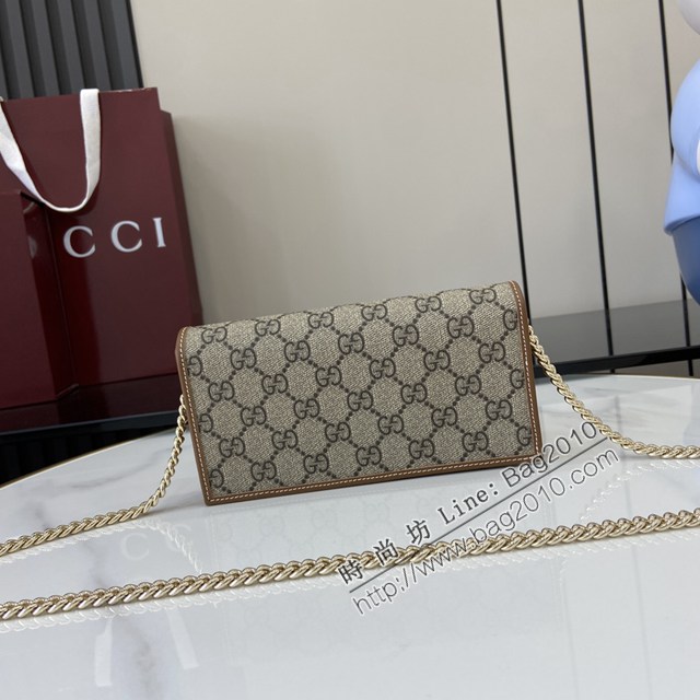 Gucci專櫃古馳最新款Horsebit 1955系列鏈帶錢包 jh2886型號：621892